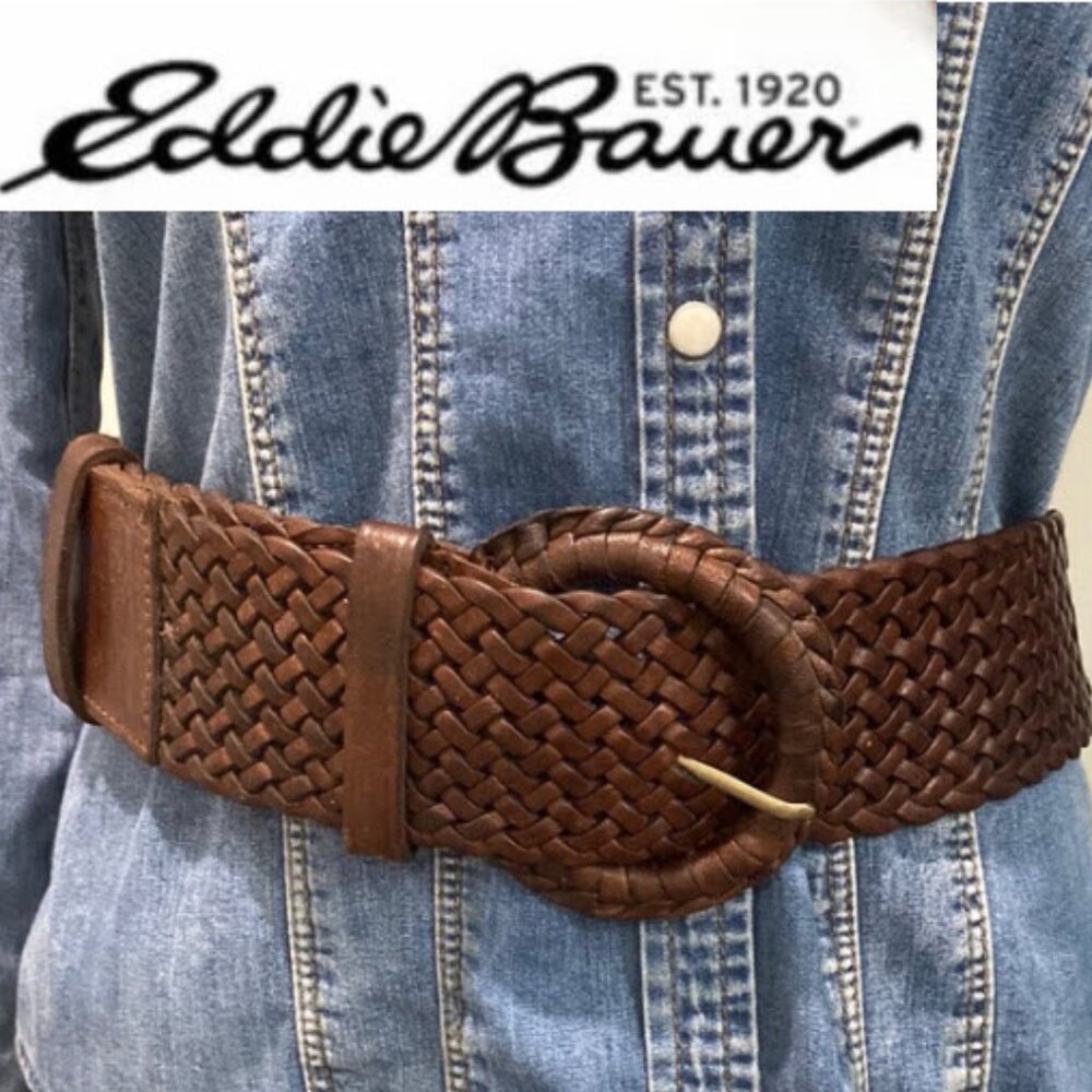 Eddie Bauer braided leather belt with a covered leather buckle Size Medium